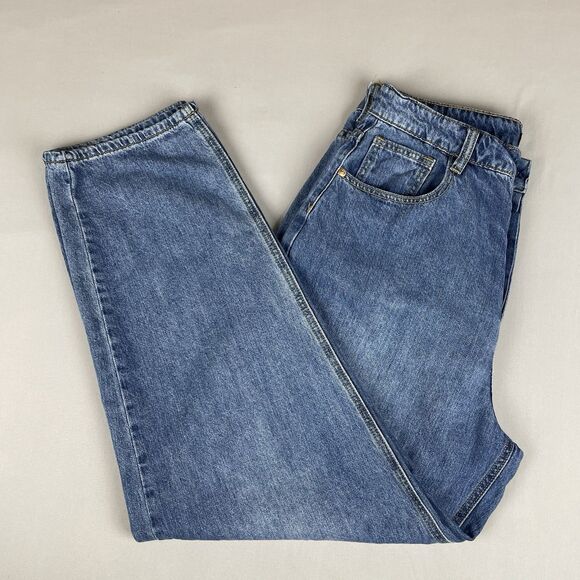 Pretty Little Thing Boyfriend Baggy Denim Jeans Women's US 10 Hi Rise Button Fly - Picture 4 of 16